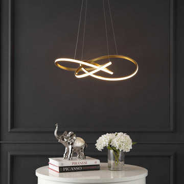 Alexia 25" Abstract Integrated LED Metal Adjustable Pendant - JONATHAN Y